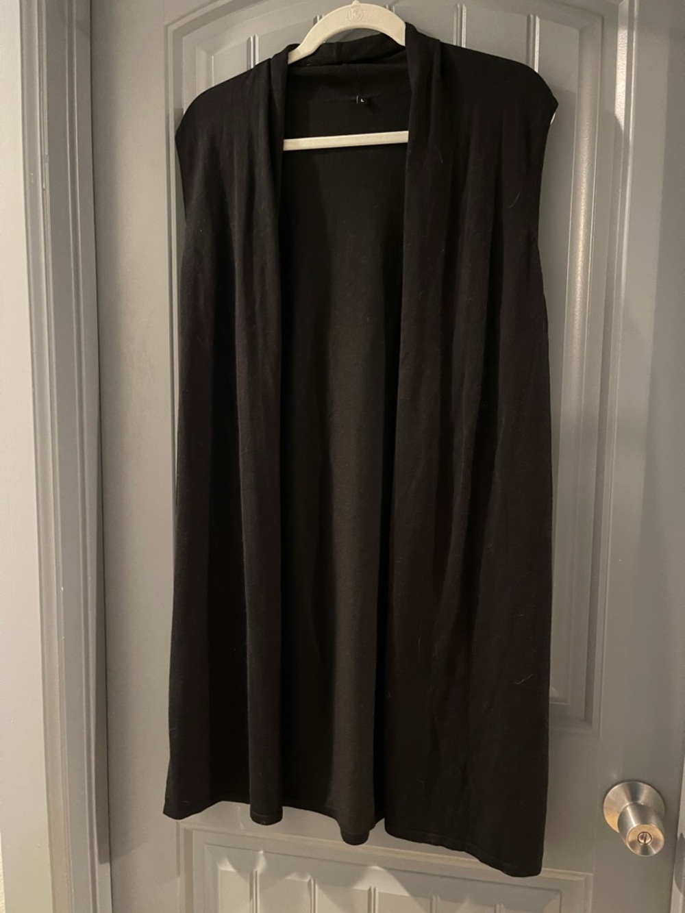 Black Sleeveless Open Front Duster Vest